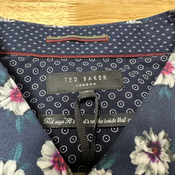 Ted Baker NWT Wewill Slim Fit Floral Button-Up Shirt Size 6 US XXL Chest 44-46 - Picture 4 of 12